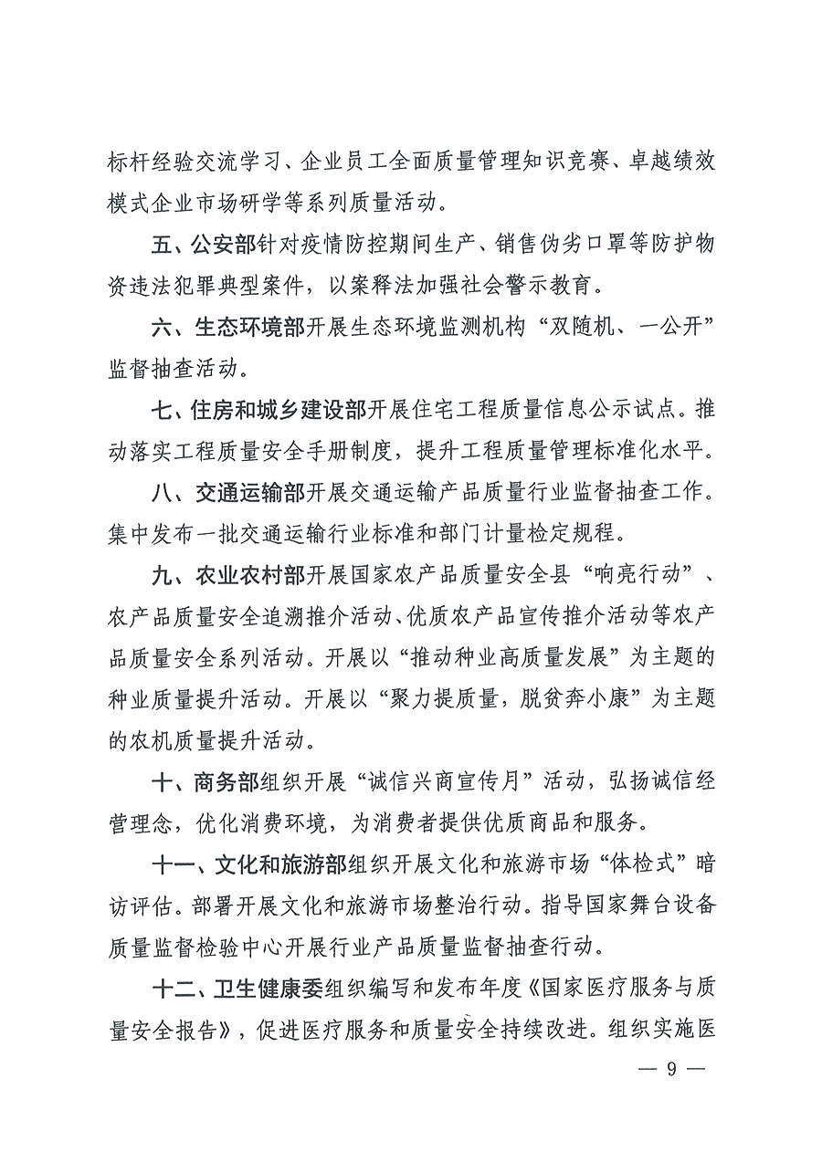 市場監(jiān)管總局等16個部門關于開展2020年全國“質(zhì)量月”活動的通知(國市監(jiān)質(zhì)〔2020〕133號)