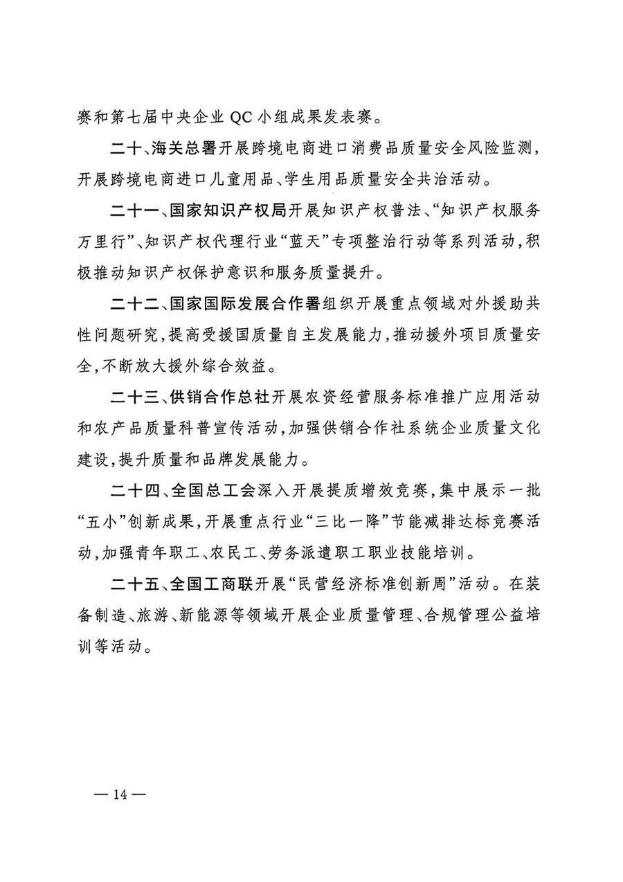 市場(chǎng)監(jiān)管總局等27個(gè)部門發(fā)布《關(guān)于開展2024年全國“質(zhì)量月”活動(dòng)的通知》國市監(jiān)質(zhì)發(fā)〔2024〕74號(hào)